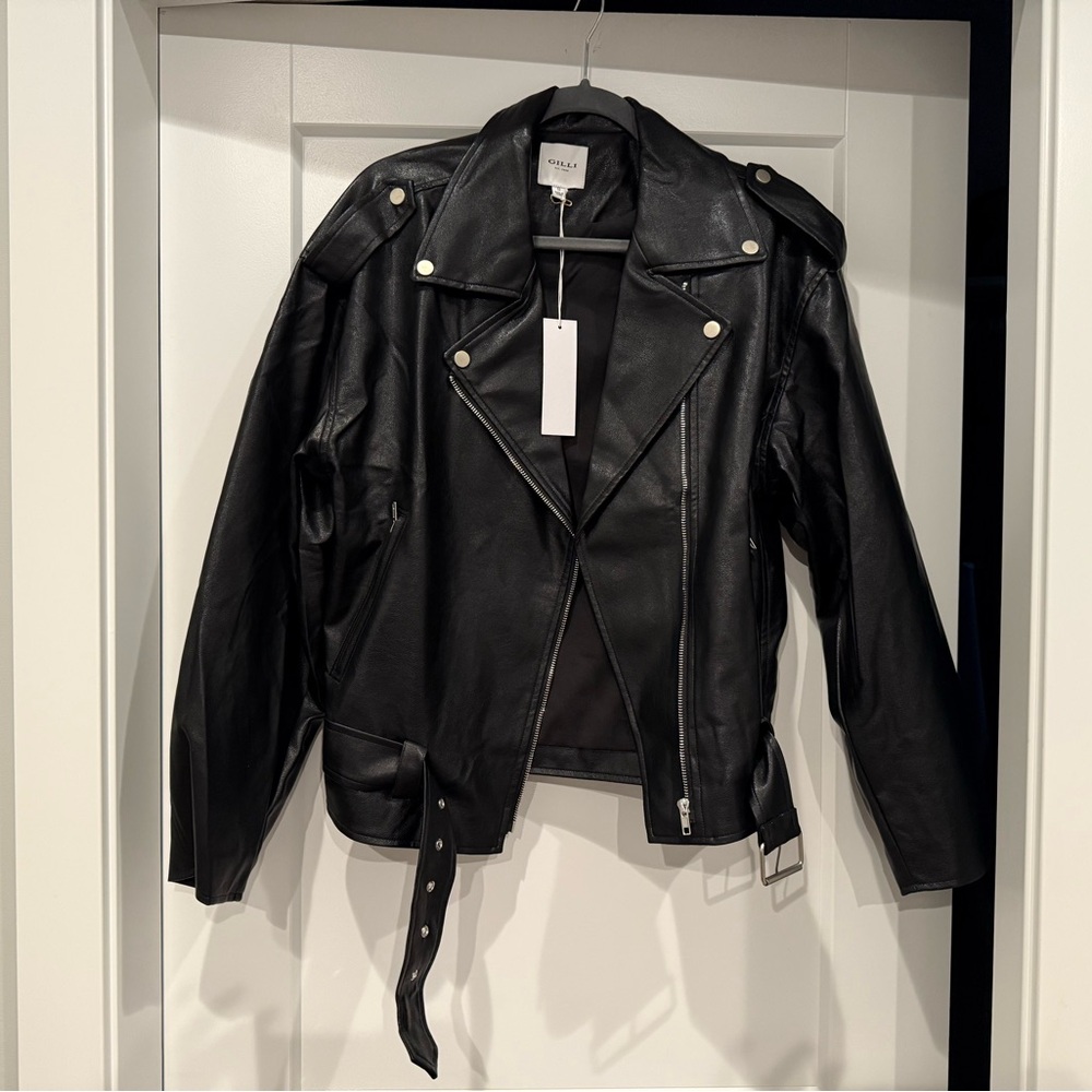 Gilli Black Leather Biker Jacket